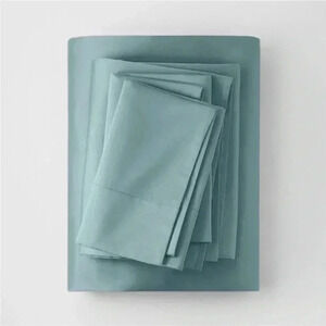 NWT CASALUNA Full Supima Sateen Solid Sheet‎ Set Light Teal